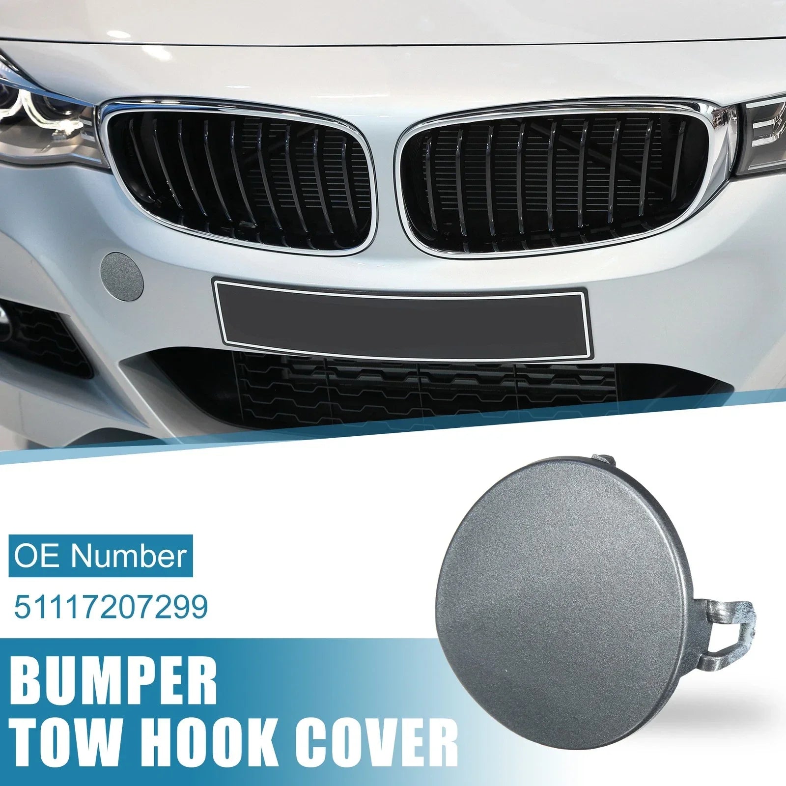 Front Bumper Tow Hook Cover for BMW 3 Series E90/E91 (2009-2012) Gray