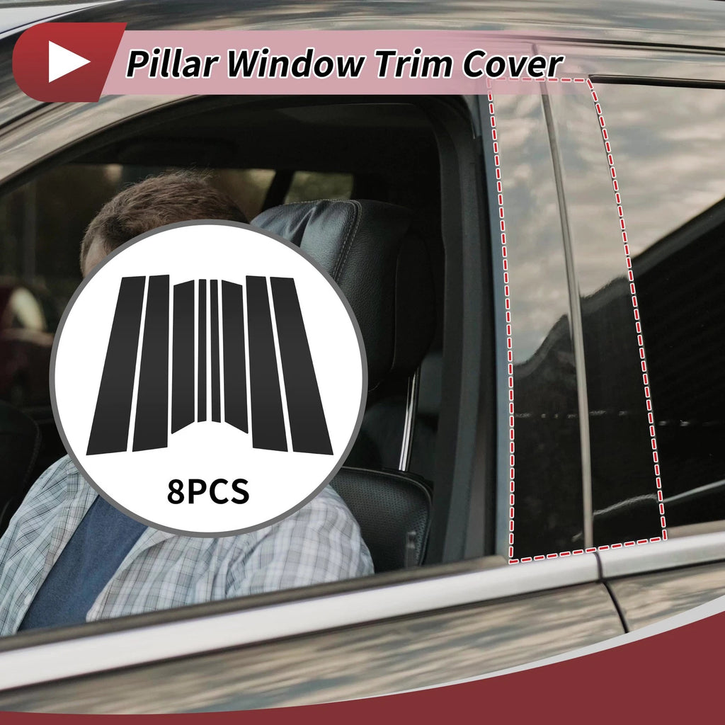 Set of 8 Door Pillar Window Trim for Ford Territory (2023–2024) Black