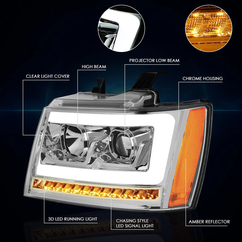 LED Sequential Signal Projector Headlight for Tahoe/Suburban (2007–2014)