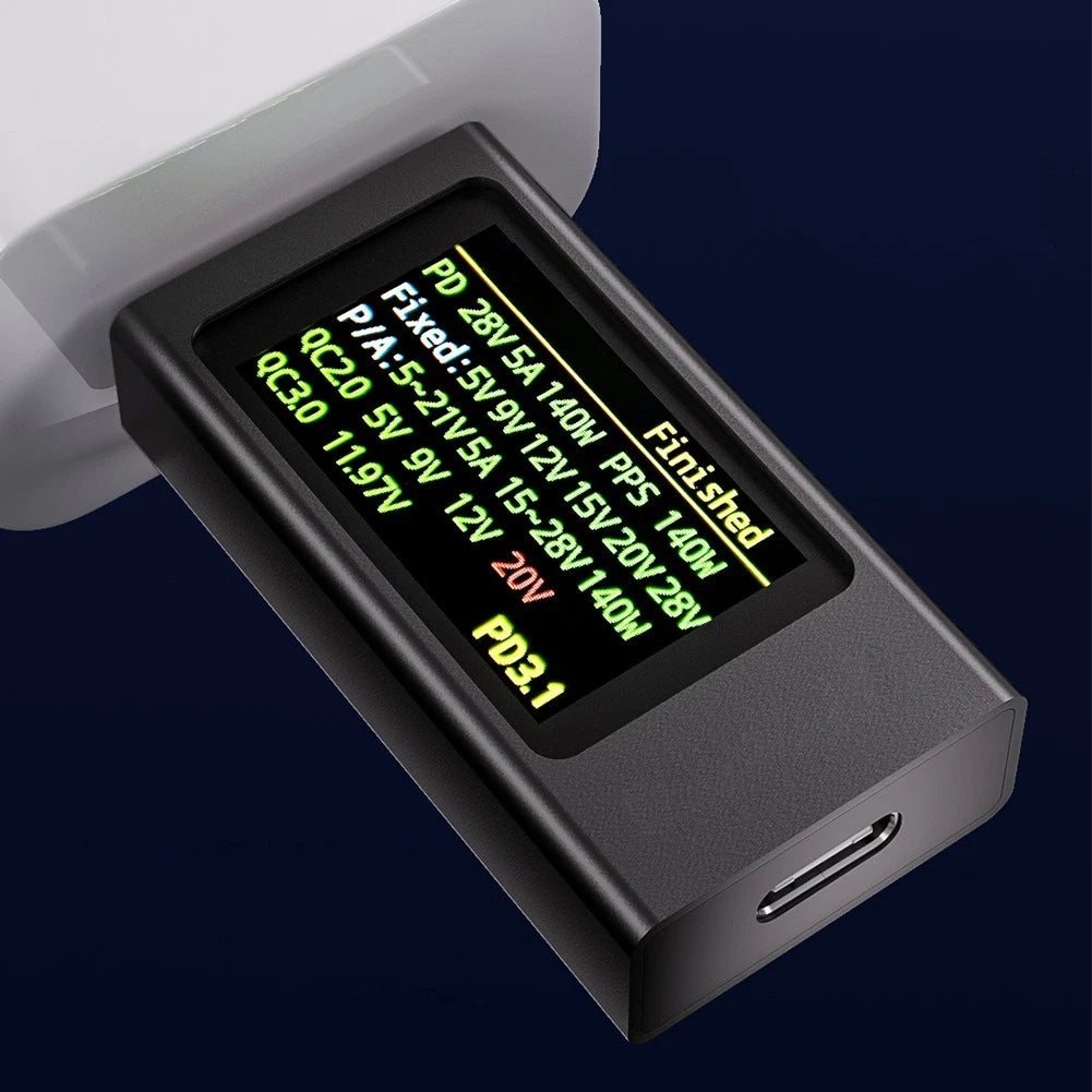 Real-Time USB-C Power Monitor 0-40V 0-12A Metal Case Ripple Measurement