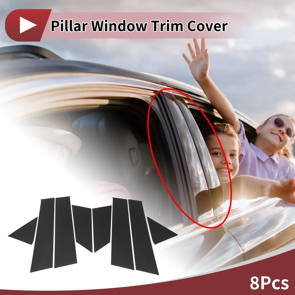Door Pillar Window Trim for Ford Active (2021) Carbon Fiber Black
