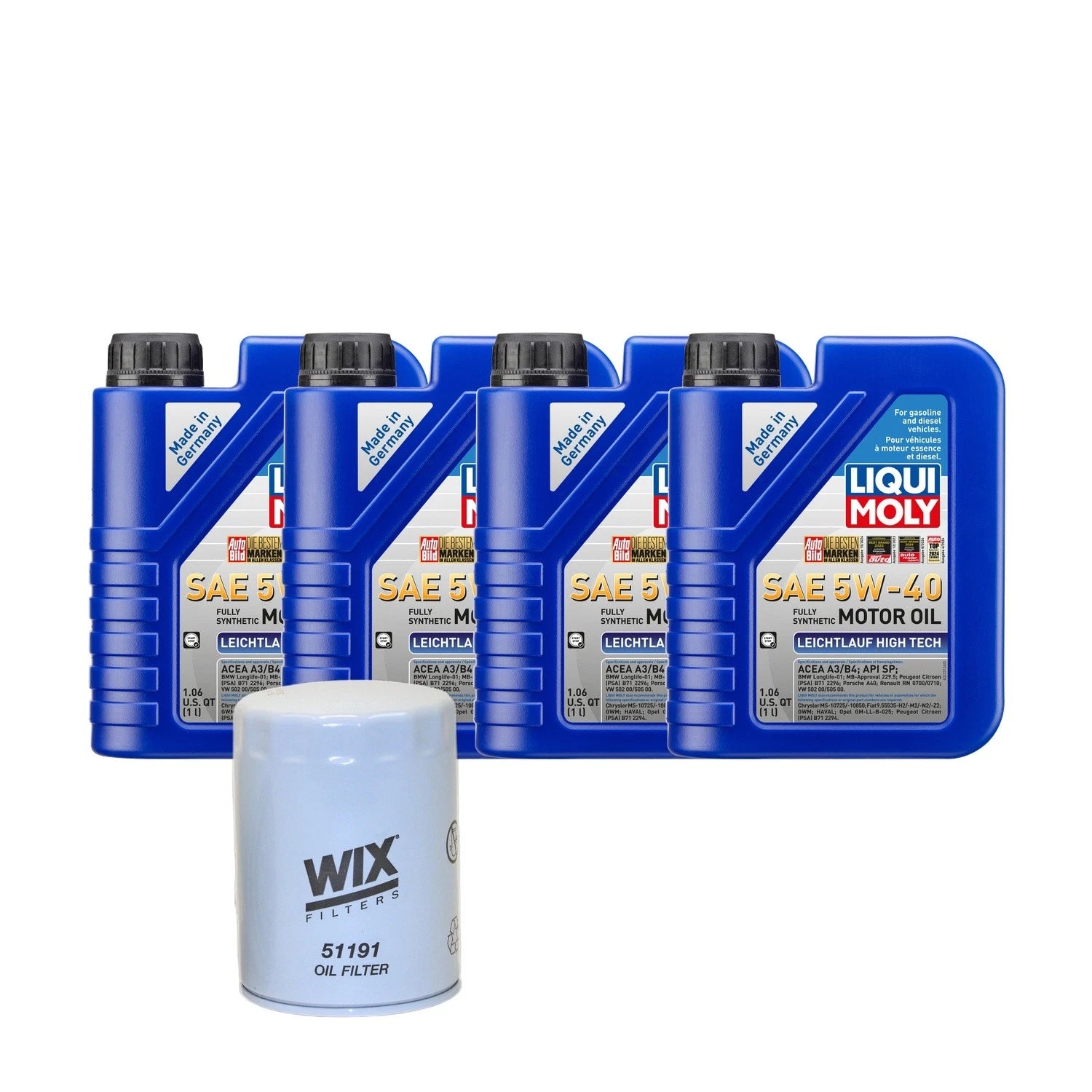 4L Liqui Moly Leichtlauf High Tech 5W-40 Oil Change Kit for Audi AEB (1996–2005)