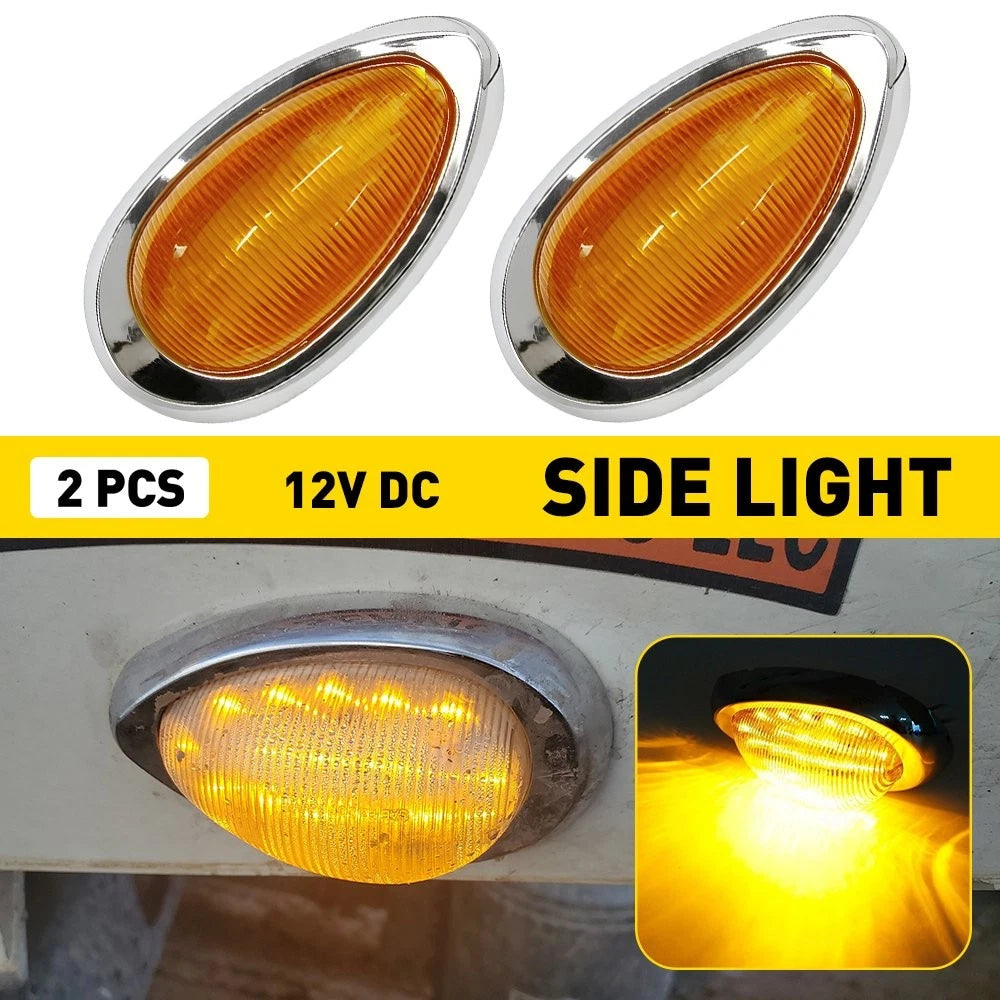 2X Amber LED Side Marker Lights for Freightliner Sleeper Cab (IP67, 12V)