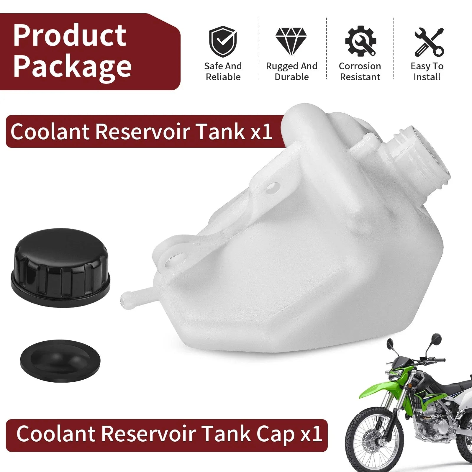 Coolant Reservoir Tank Cap Kit for Kawasaki KLX250S/SF KLX300SM (2009–2024)