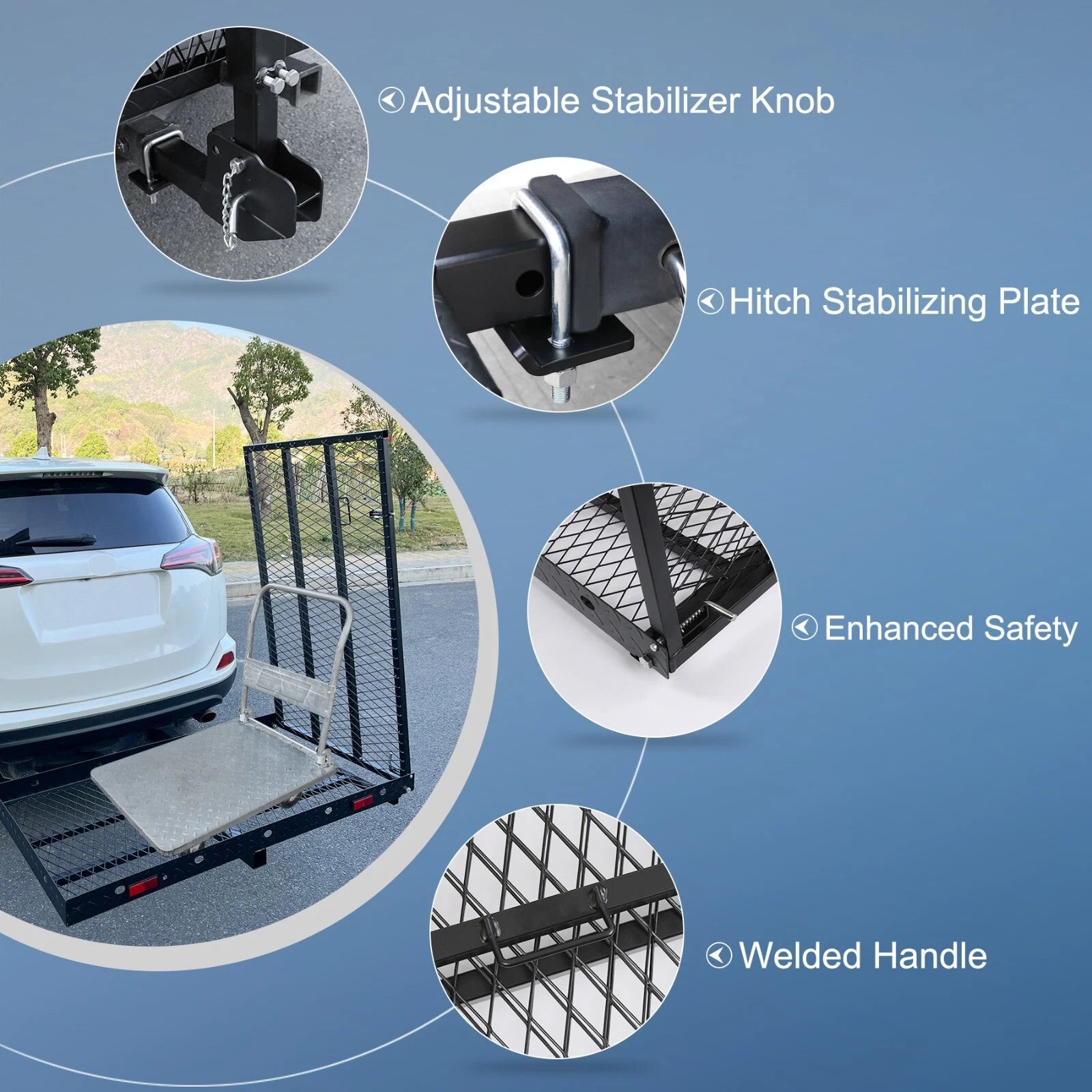 Folding Wheelchair Scooter Carrier Rack for Hitch Mount