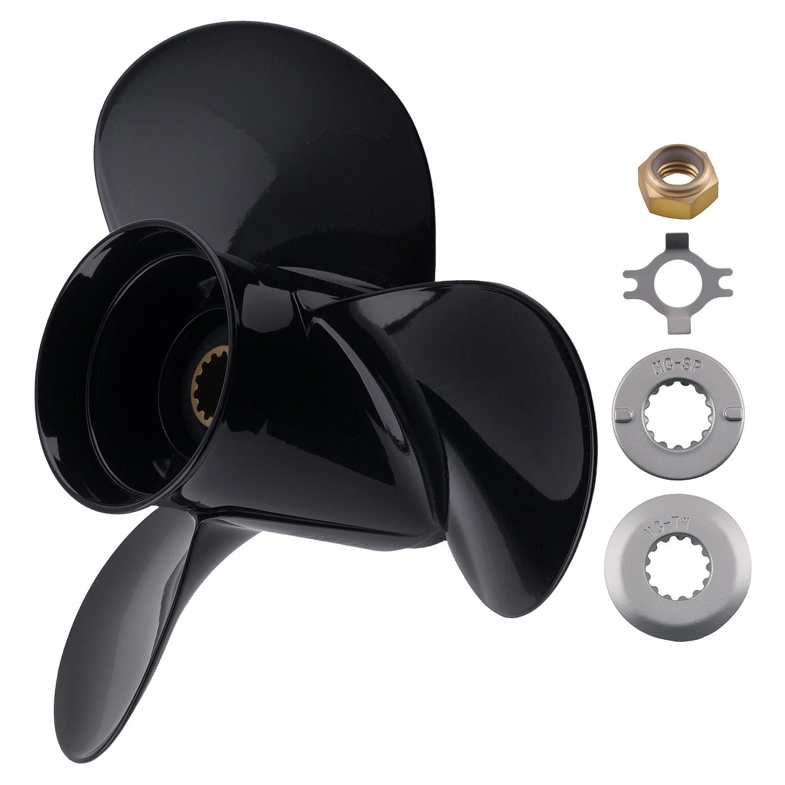 3 Blade Boat Propeller for Mercury 25-70HP (15" Pitch, 48-73140A45, Aluminum)
