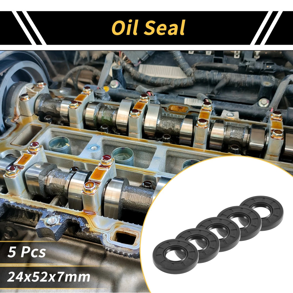 Set of 5 Oil Seal Ring 24x52x7mm NBR Rubber for Various Models 