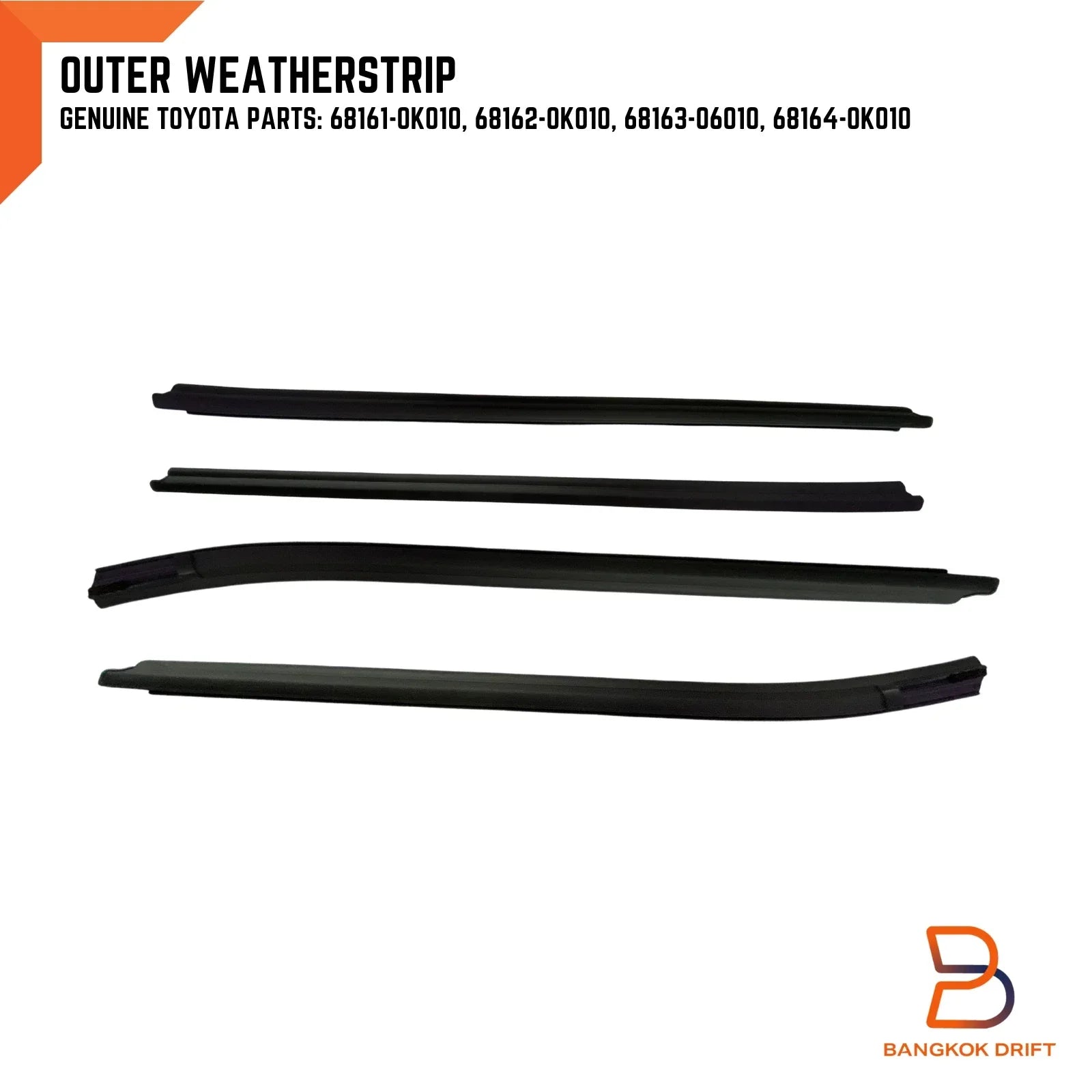 4DR Weatherstrip Inner Outer Glass Door Seal for Toyota Hilux Ute (05-14)