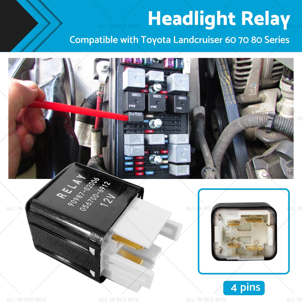 Headlight Relay 12V 4 Pins 90987-02006 for Toyota Landcruiser (1980–1997)