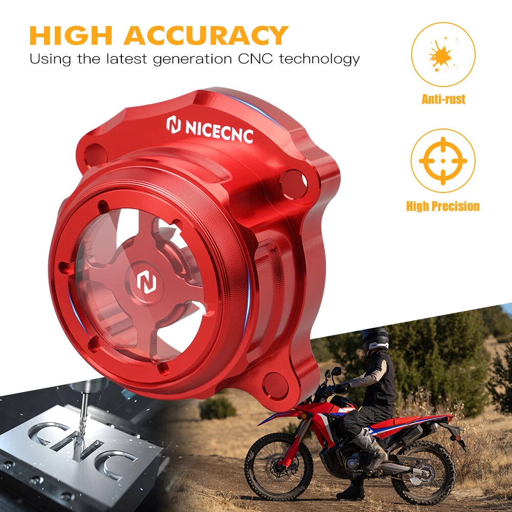 Transparent Engine Oil Filter Cover Cap for Honda CRF250L (2013–2017), CRF300L (2021–2023)