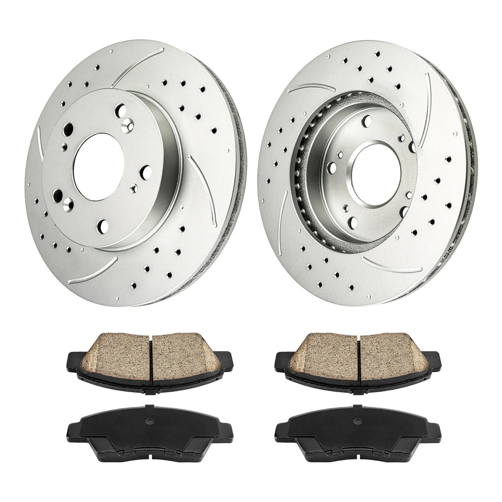 Front Drilled Slotted Rotors Ceramic Pads Kit for Honda CR-Z (2011–2015)