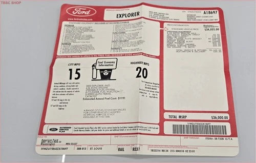 Original Dealer Window Sticker for Ford Explorer 4x4 (2002)
