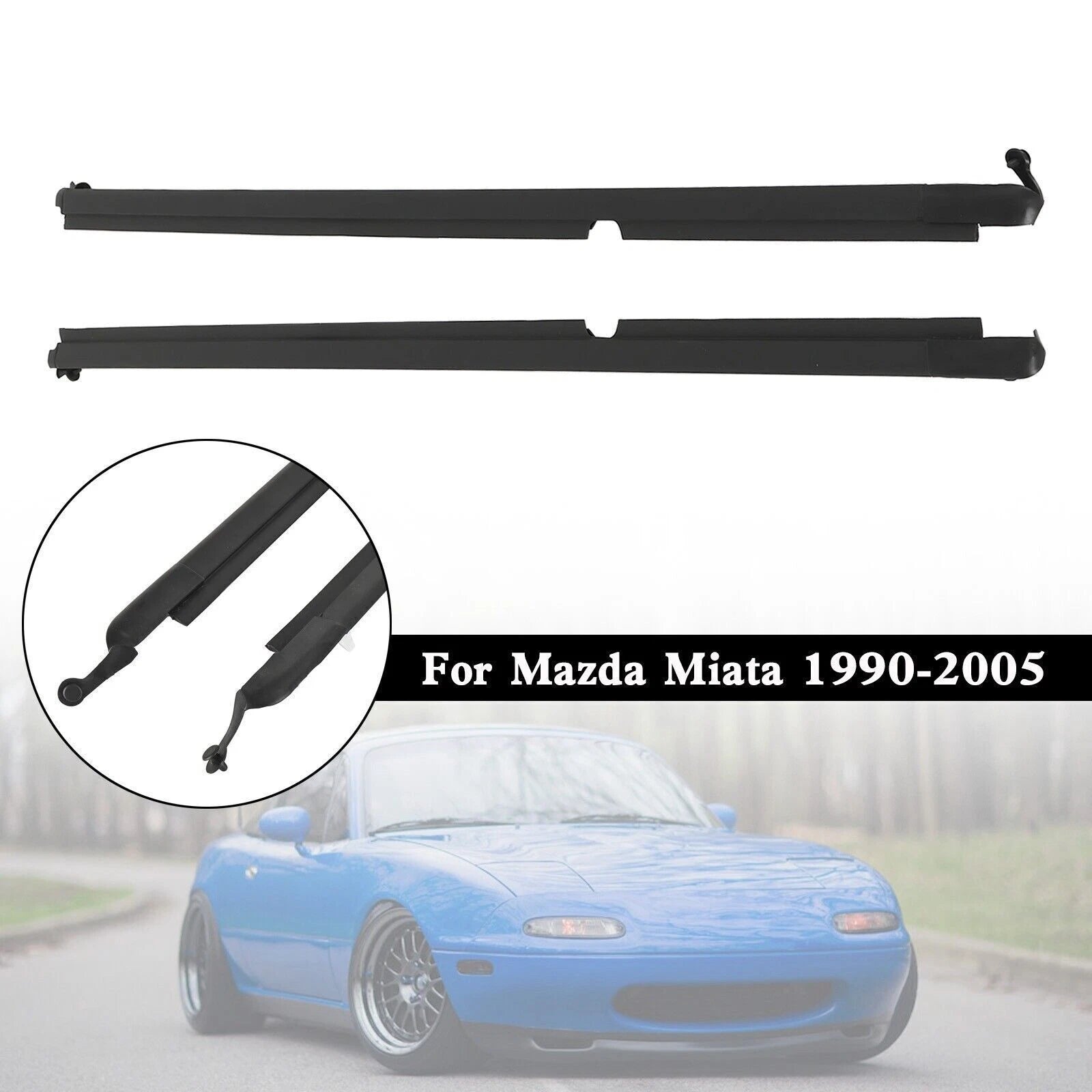Set of 2 Door Glass Window Weatherstrip Seals for Mazda Miata (1990–2005)
