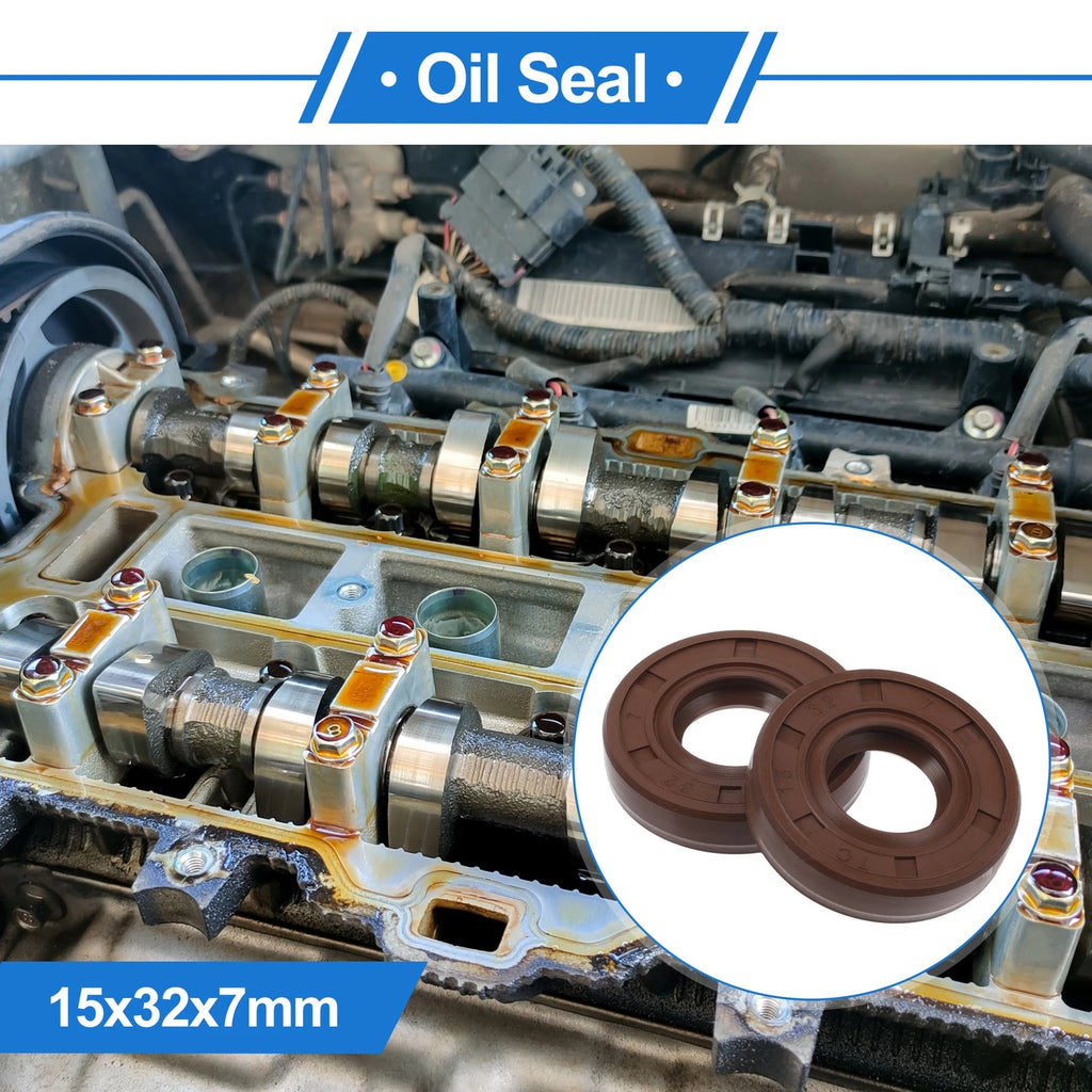 Set of 2 Oil Seal Rotary Shaft Seal FKM Rubber 15x32x7mm