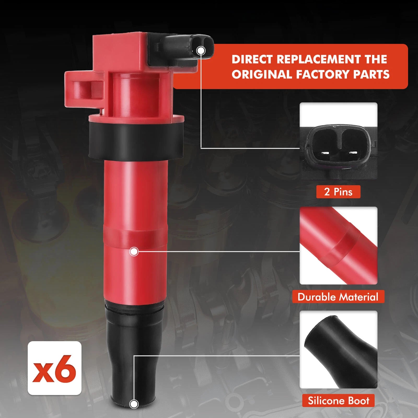 Set of 6 Ignition Coils & Iridium Spark Plugs for Hyundai Sonata