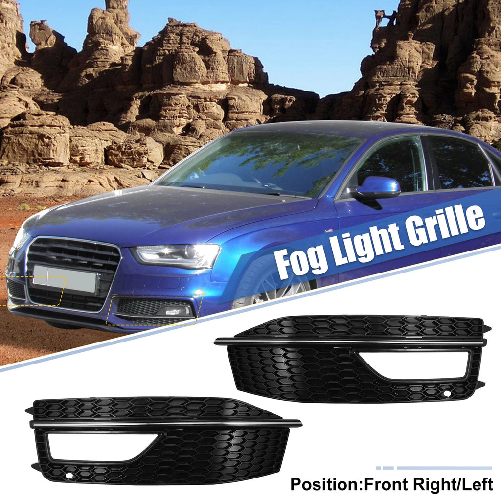 Pair Front Bumper Fog Light Grille Cover for Audi A4 S4 S-line (2013–2015)