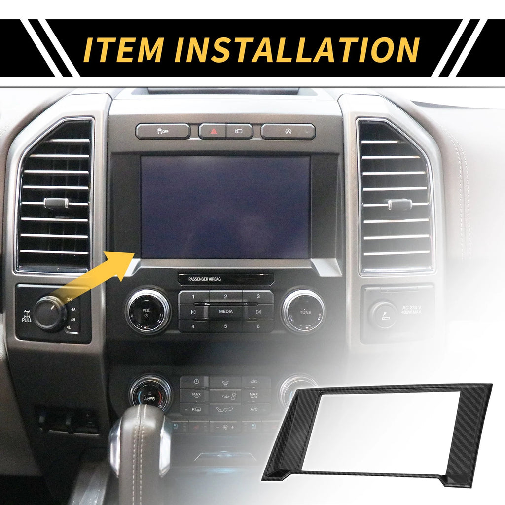 Central Dashboard Meter Frame Cover Trim for Ford F-150 (2015–2020) Carbon Fiber Black