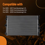 Aluminum Radiator Cooling for Ford Mustang (2015–2017)