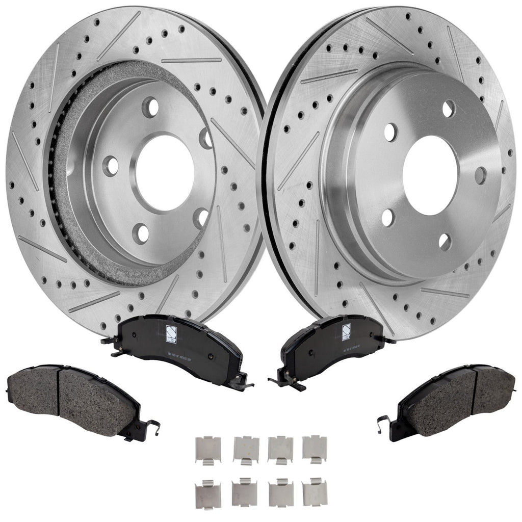 Disc Brake & Pad Kit for Ram 1500 (2012) Drilled and Slotted