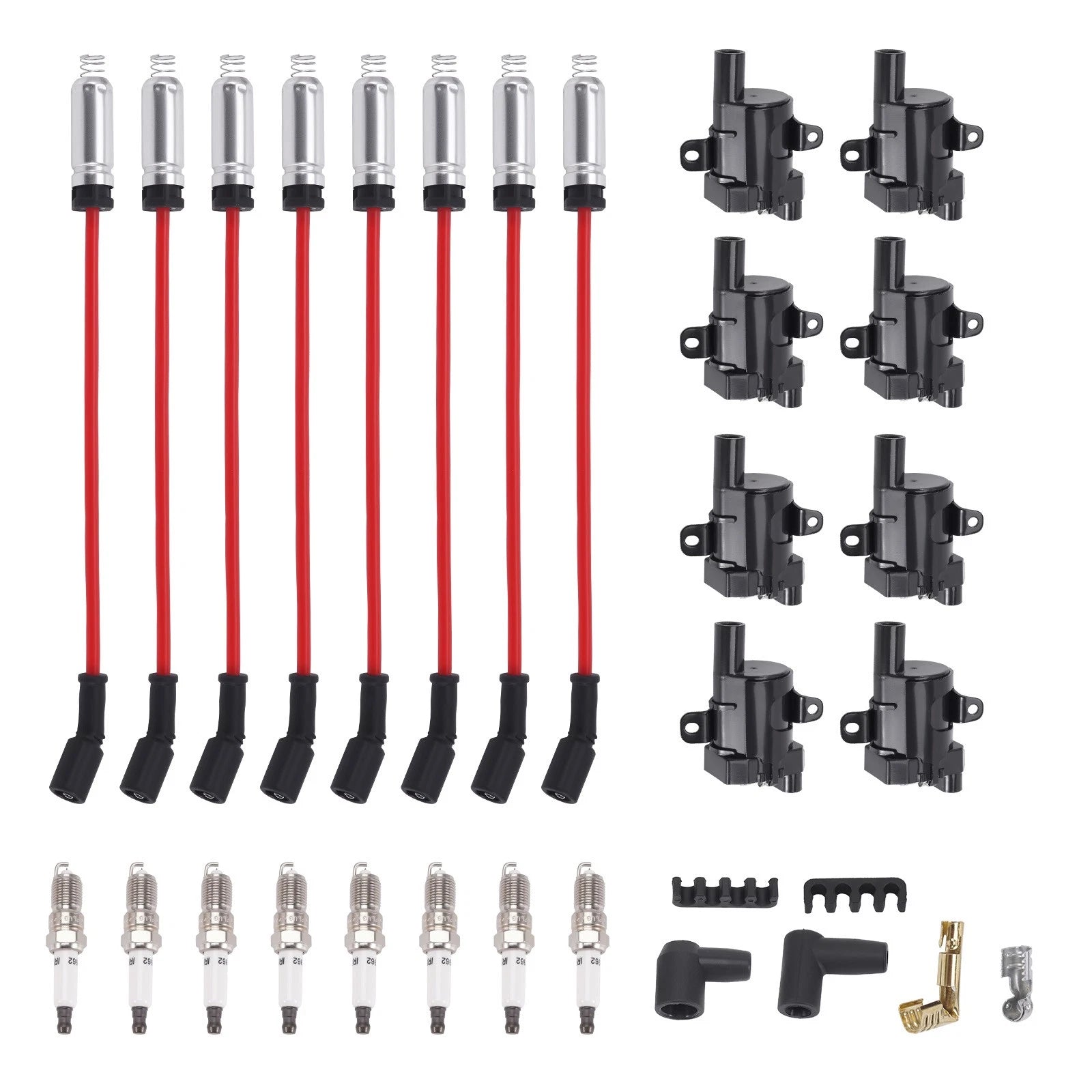 8Pcs Ignition Coil, Spark Plug & Wires Kit for Chevy Silverado 2500 (2007–2014)