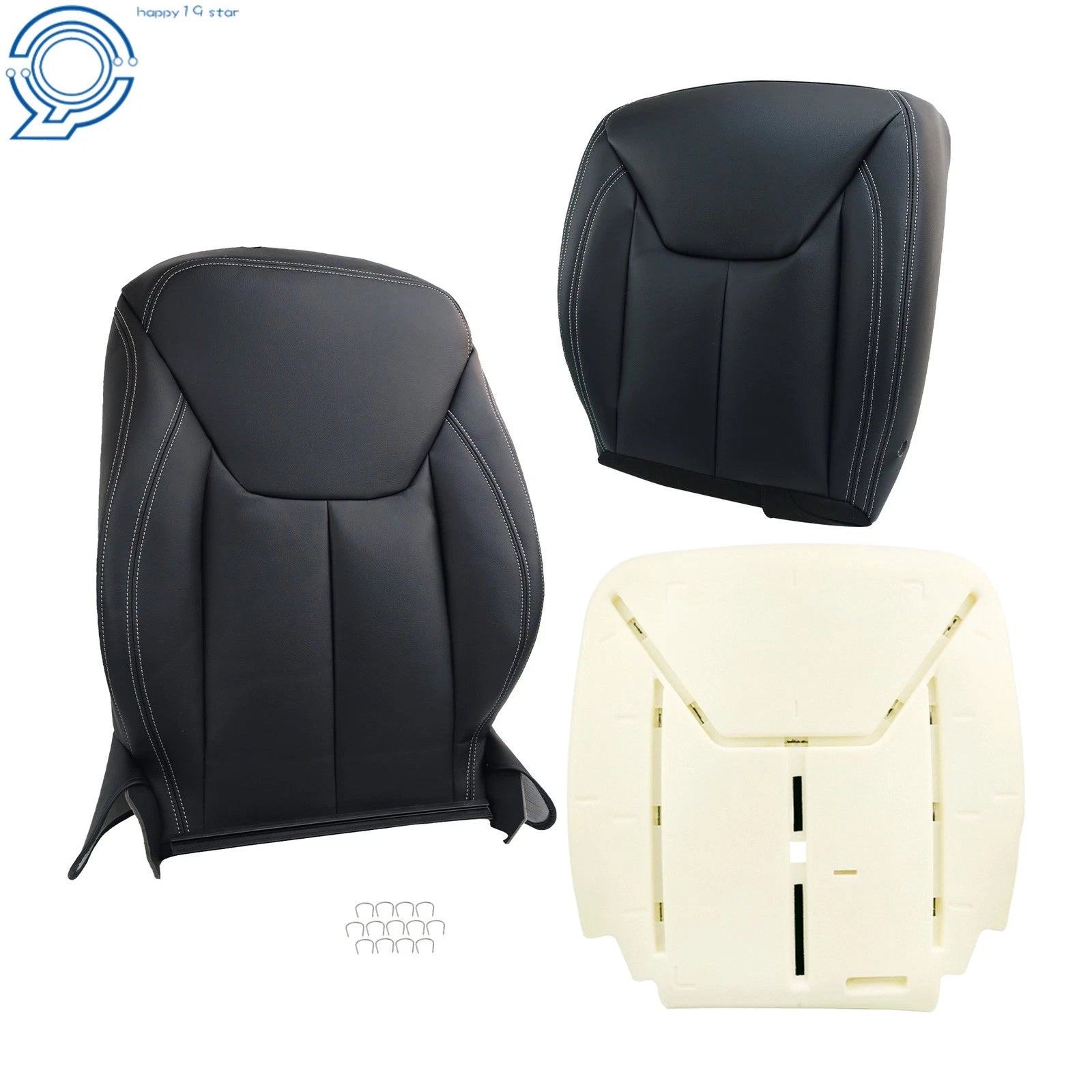 Front Driver Seat Cover & Foam Pad for Jeep Wrangler (2013–2017) Black Faux Leather
