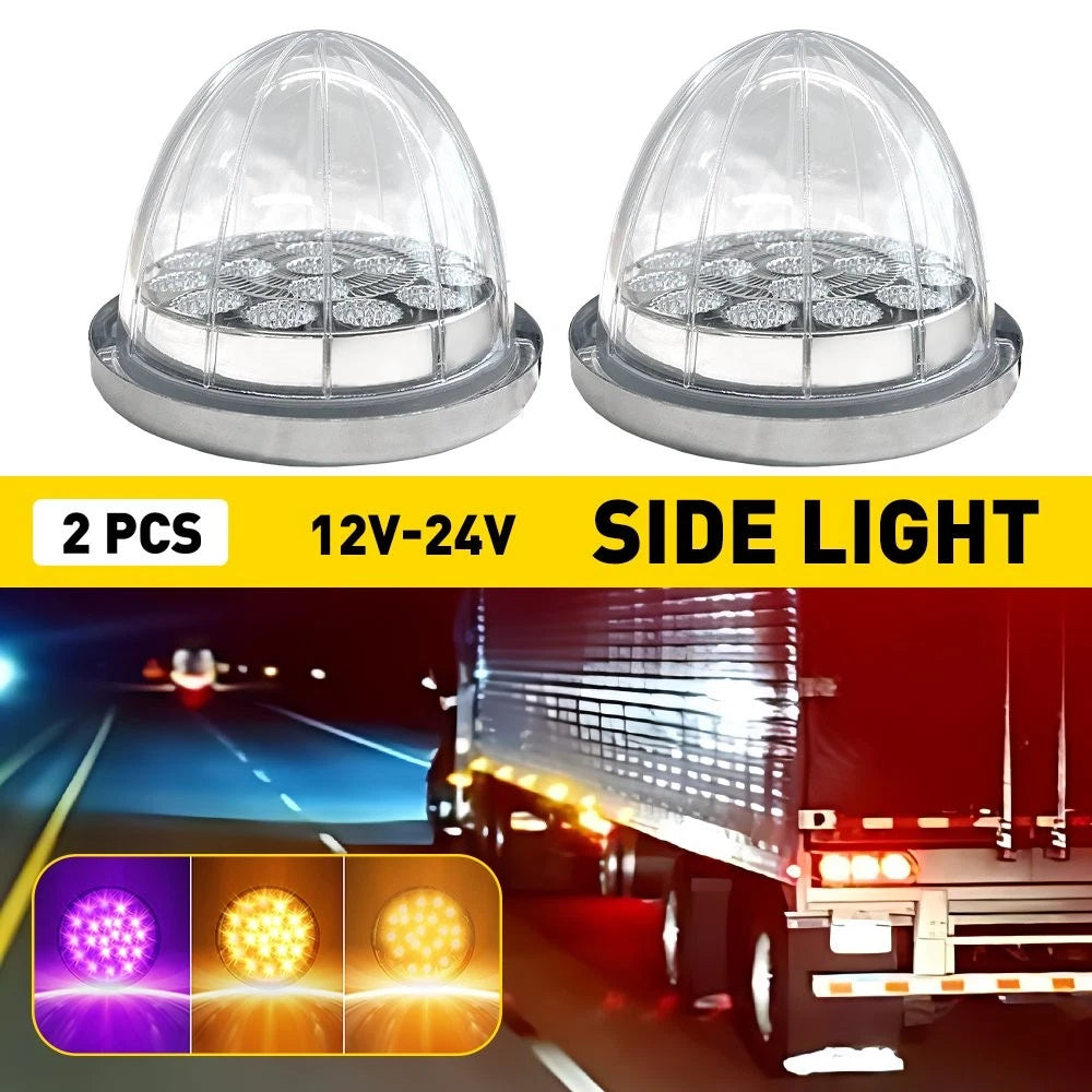 2X 17LED Purple Amber Turn Signal Lights for Heavy Truck Trailer (12V)