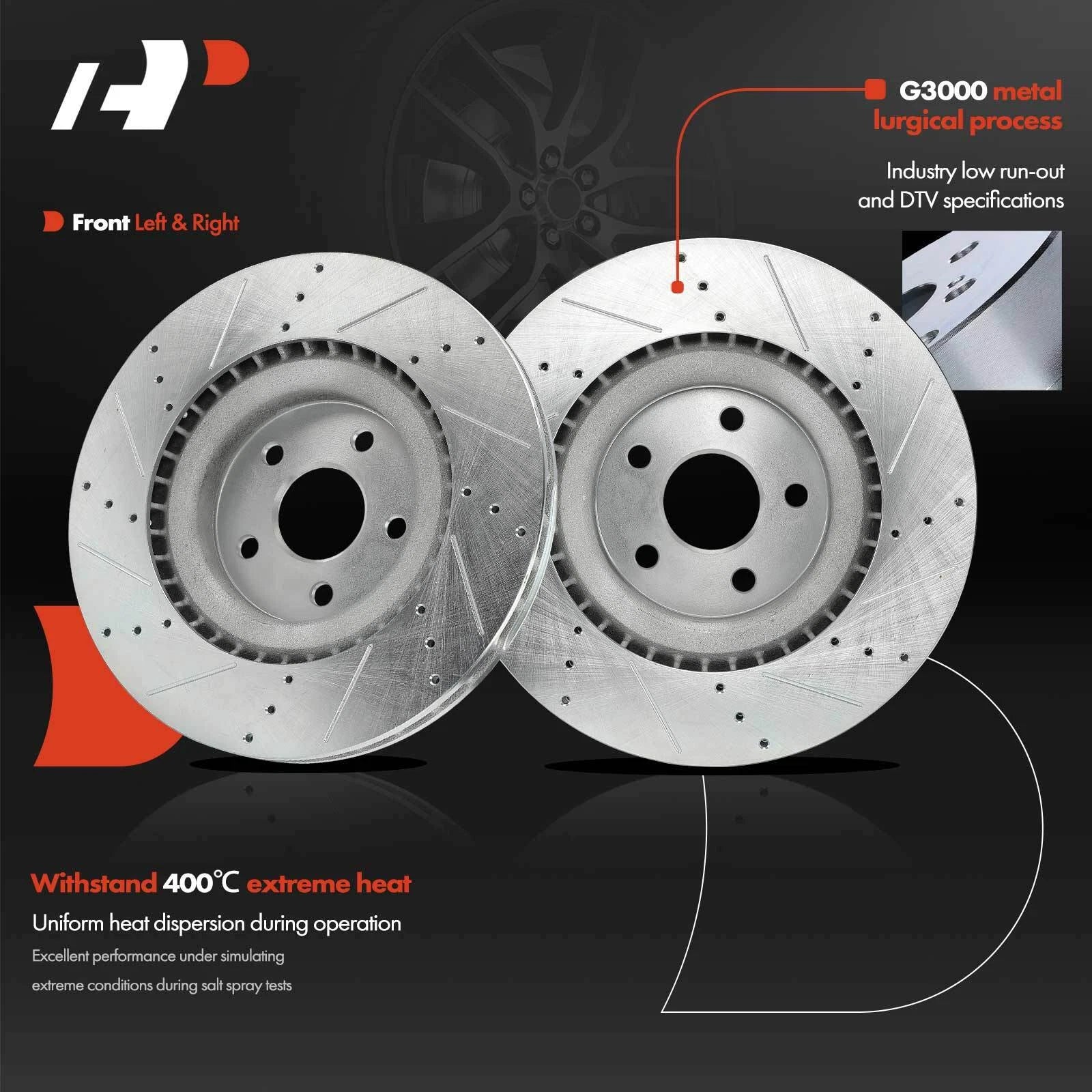Front Drilled Brake Rotors for Jeep Grand Cherokee Dodge Durango (2011–2020)