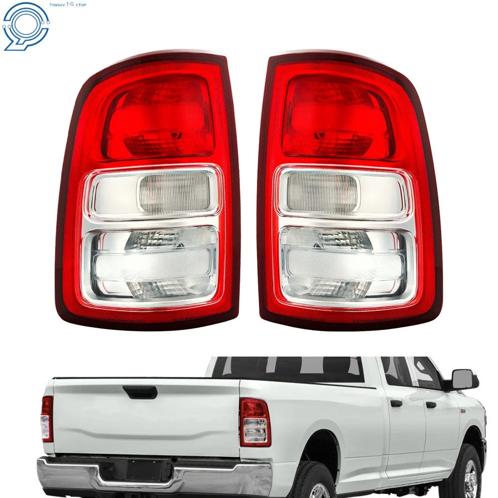 Set of 2 Tail Lights for Dodge Ram 2500 (2019–2022) Halogen, Chrome Bezel