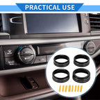 Set of 4 AC Heater 4WD Switch Knob Cover Rings for Toyota Tacoma (2016–2023) Black