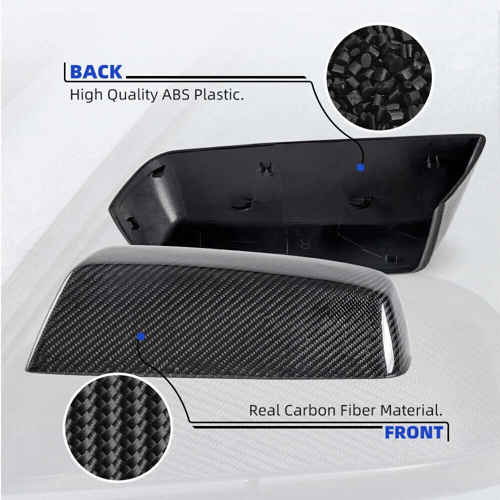 Real Carbon Fiber Side Mirror Cap Covers for Sierra Silverado (2014–2019)