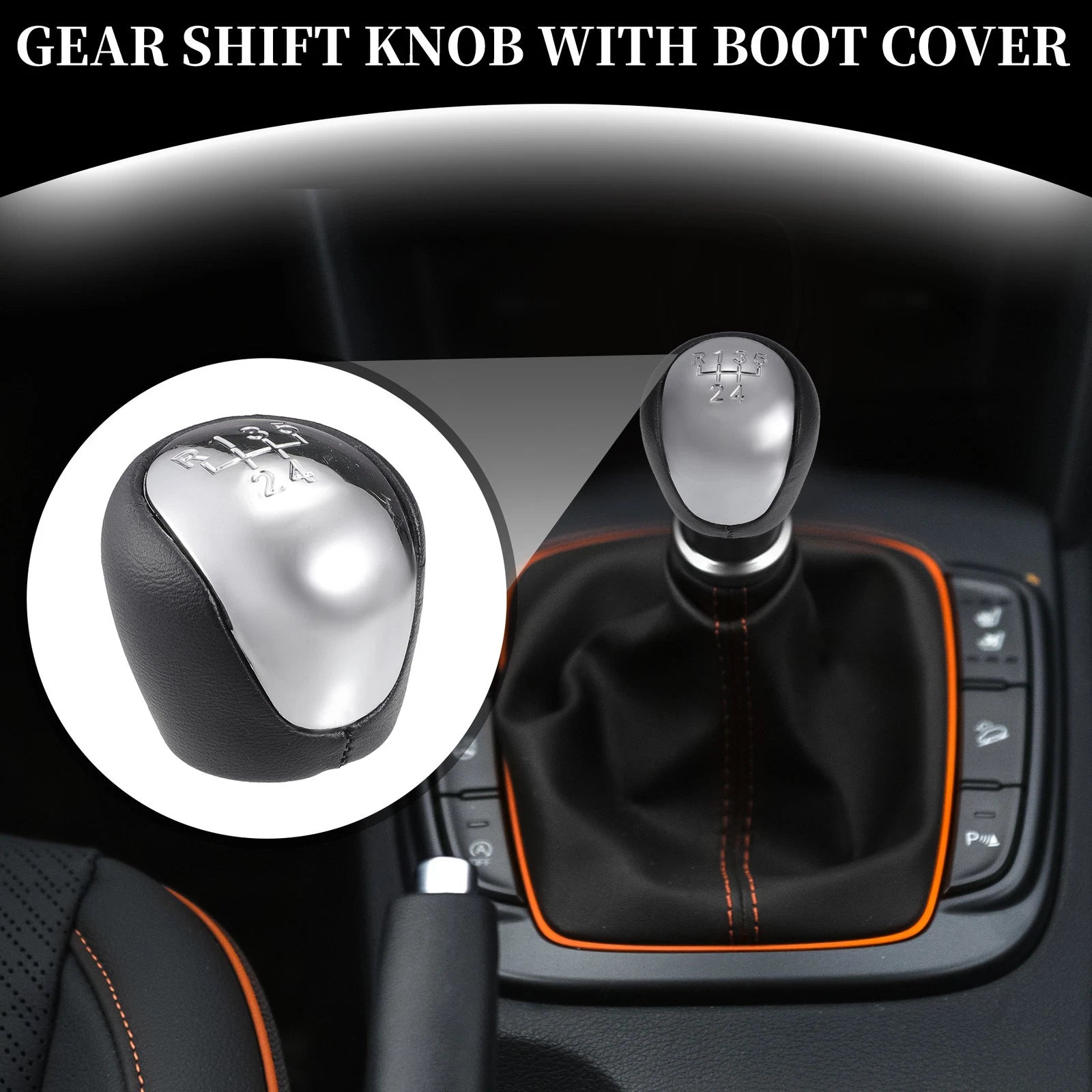 5 Speed Manual Gear Shift Knob for Kia Forte (2008–2013) Faux Leather Black