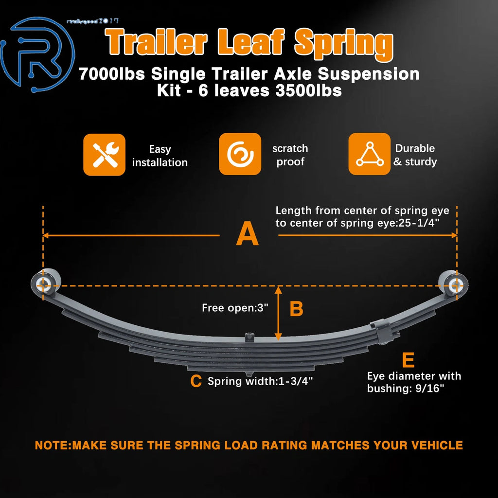 Single Trailer Axle Suspension Kit for 3500lb Trailers (7000lb)
