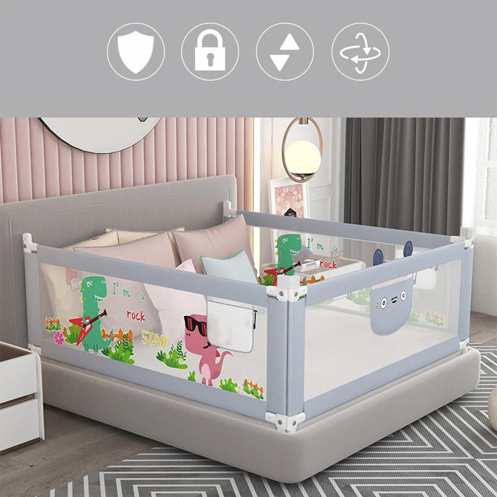 Adjustable Folding Kids Safety Bed Rail for Toddler Cot (Fits Most Models)