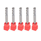 Set of 5 Carbide End Mills for Precision Machining (1/4", 2-1/2" Length)