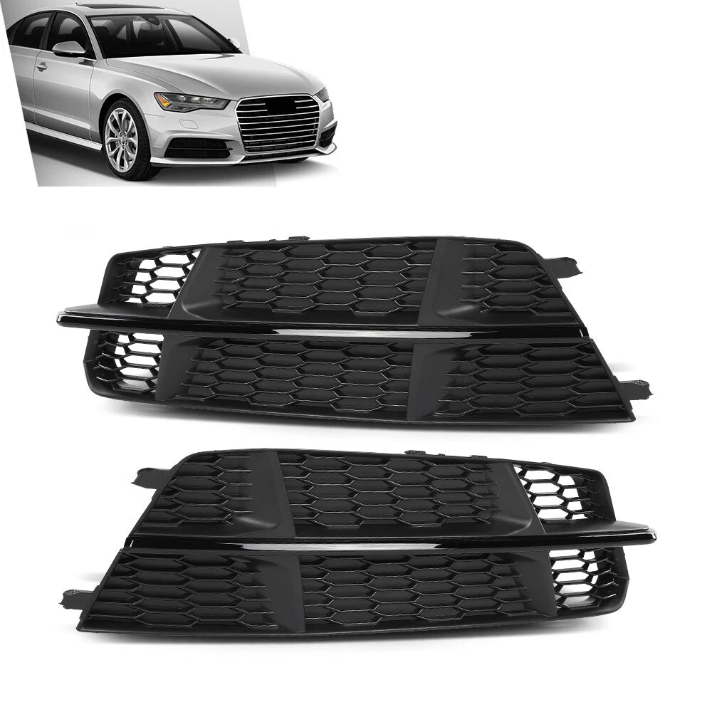 Front Fog Light Cover for Audi S6 A6 S-Line (2016–2018) Honeycomb Black