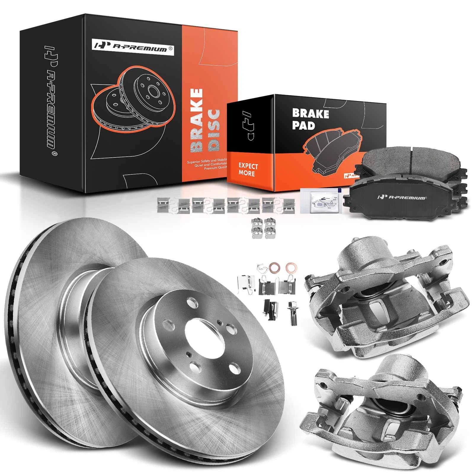 Front Disc Brake Rotors Pads Calipers for Toyota Corolla Matrix (2009-2013)