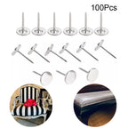 100pc Silver Flat Head Upholstery Nails Push Pins Studs Hardware