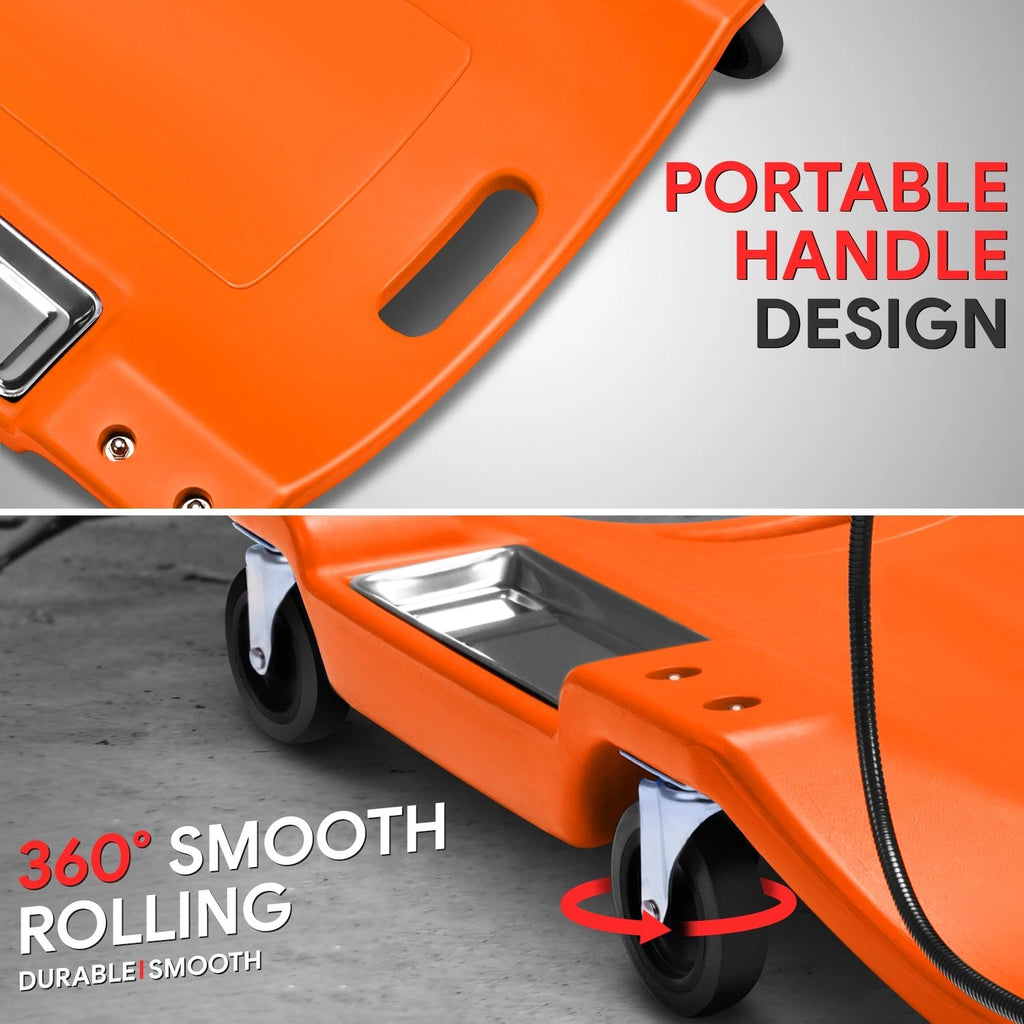 40" Low Profile Automotive Creeper with LED Light - Orange