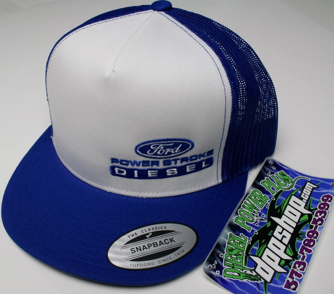 Powerstroke Trucker Flat Bill Snapback Hat for Ford (Fits All Models)