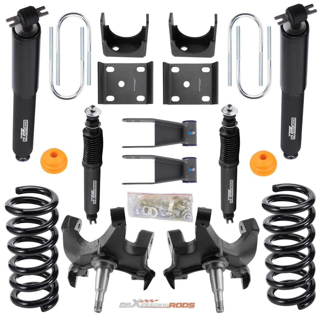 Front 5" / Rear 7" Shackle Lowering Kit Shocks for Chevy Silverado 88-98
