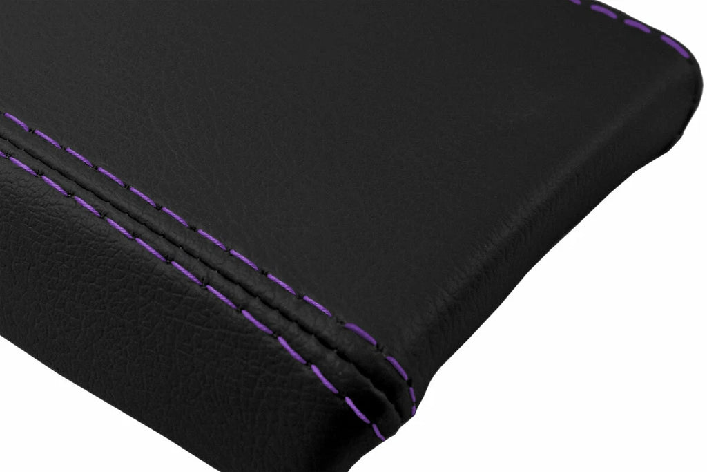 Leather Console Lid Armrest Cover for Mazda Miata MX5 (1990–1997) Purple Stitch