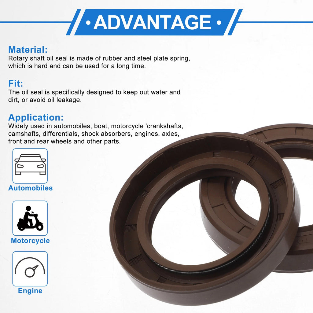 Set of 2 Oil Seal Rotary Shaft Seal FKM Rubber 45x70x12mm