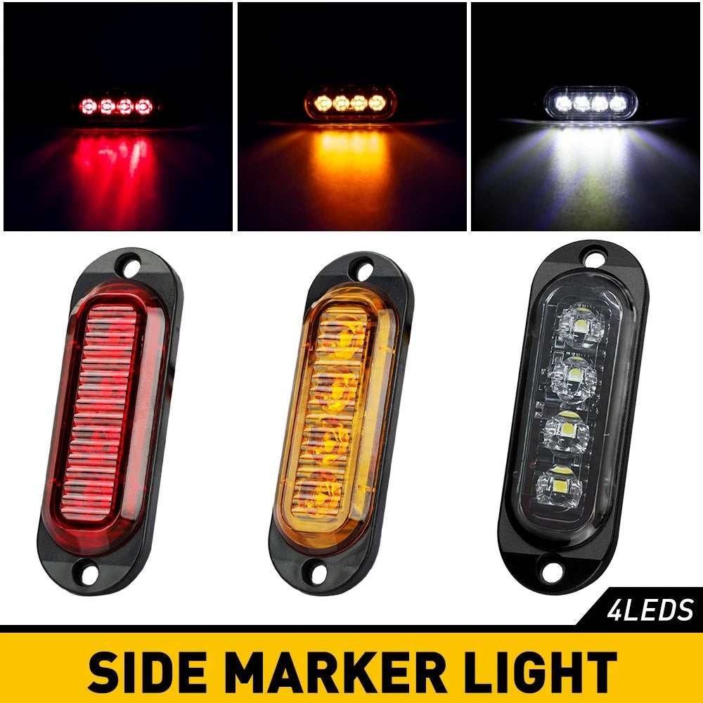 4X Amber 4-LED Side Marker Lights for Truck Trailer RV (H)