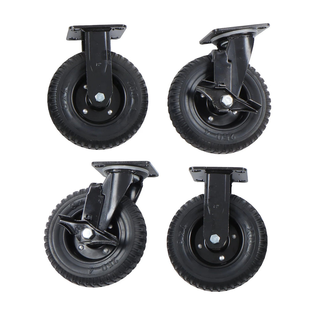 Set of 4 Heavy Duty 8-Inch Casters with Side Brakes 360° Swivel