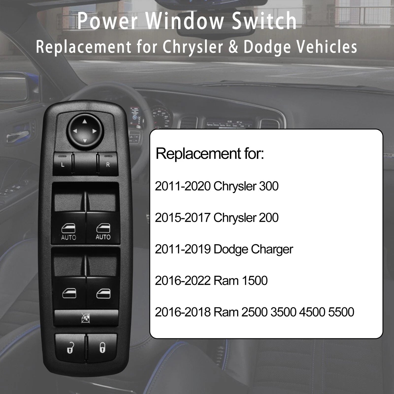 Power Window Control Switch for Chrysler 200 300 Dodge Charger Ram (2011-2019)