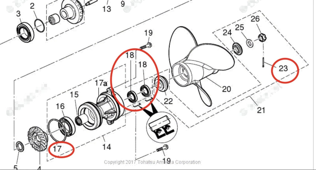 Lower Unit Seal Kit for Tohatsu MFS40A/50A/60A, MD30B2/50B2 (3F3602230)