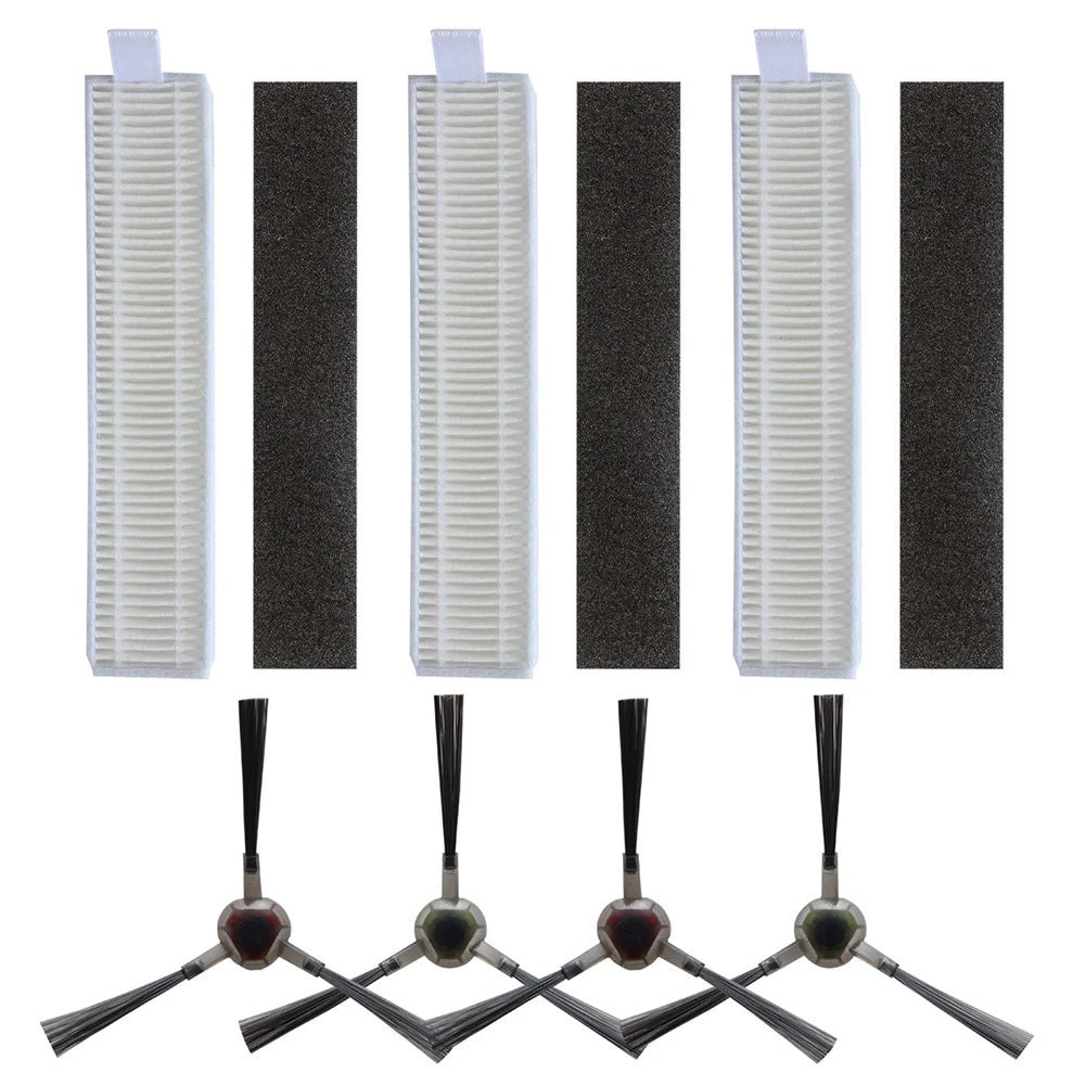 3 Filters & 4 Side Brushes for ECOVACS Ozmo Slim 11 (2019–2021)