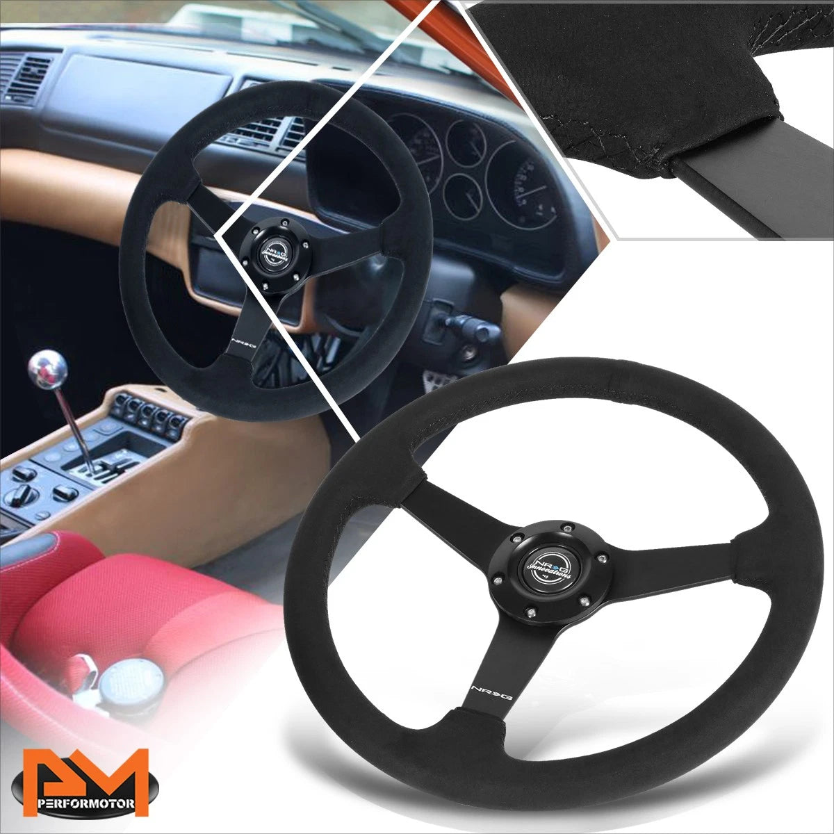 RST-037MB-SA 350mm 1" Deep Dish Racing Steering Wheel for NRG Innovations