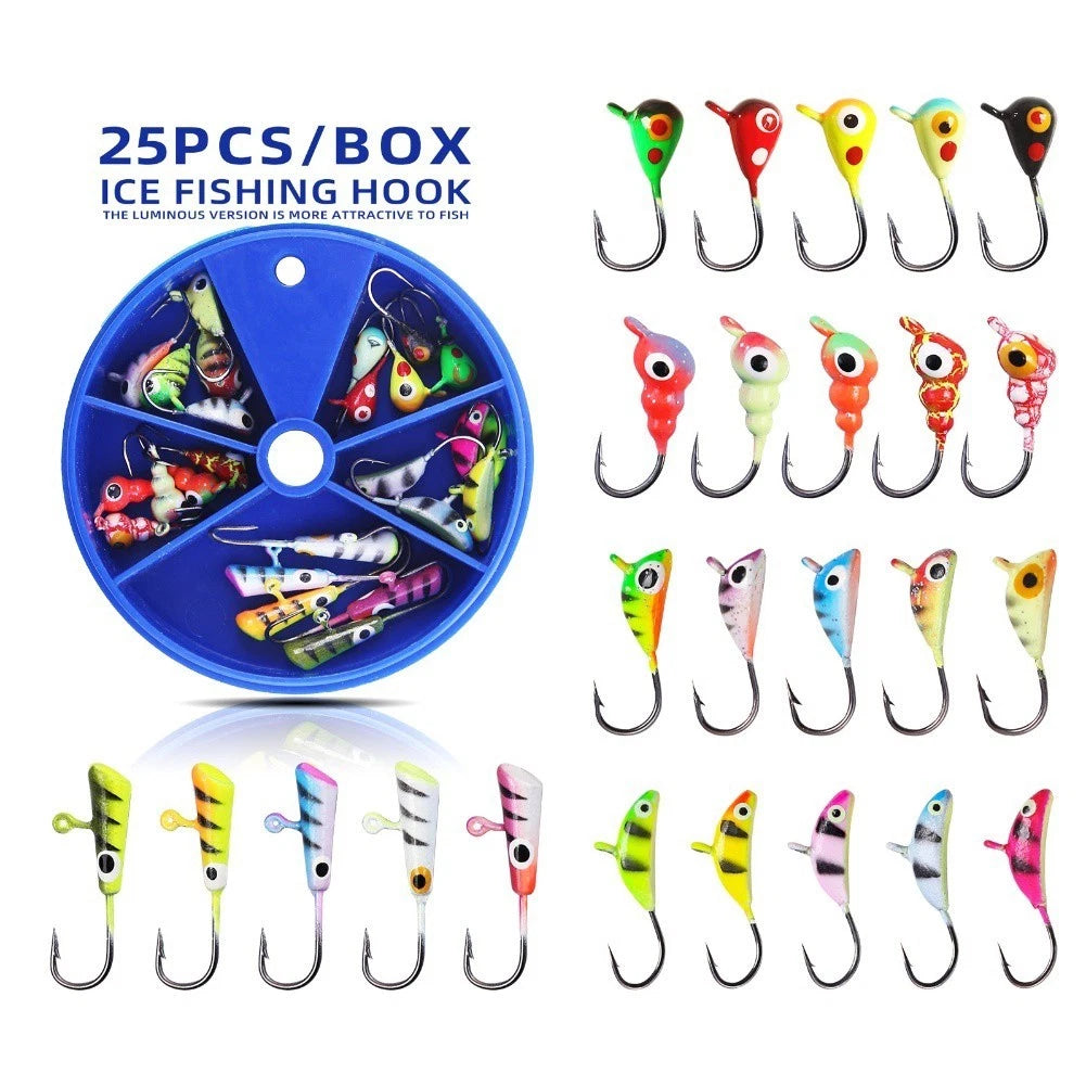 25pcs Ice Fishing Lure Hook Set for Freshwater (No specific years/models)