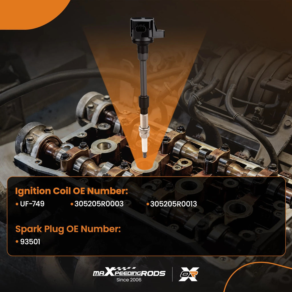 Set of 4 Ignition Coils and Spark Plugs for Honda Fit (2015-2019)